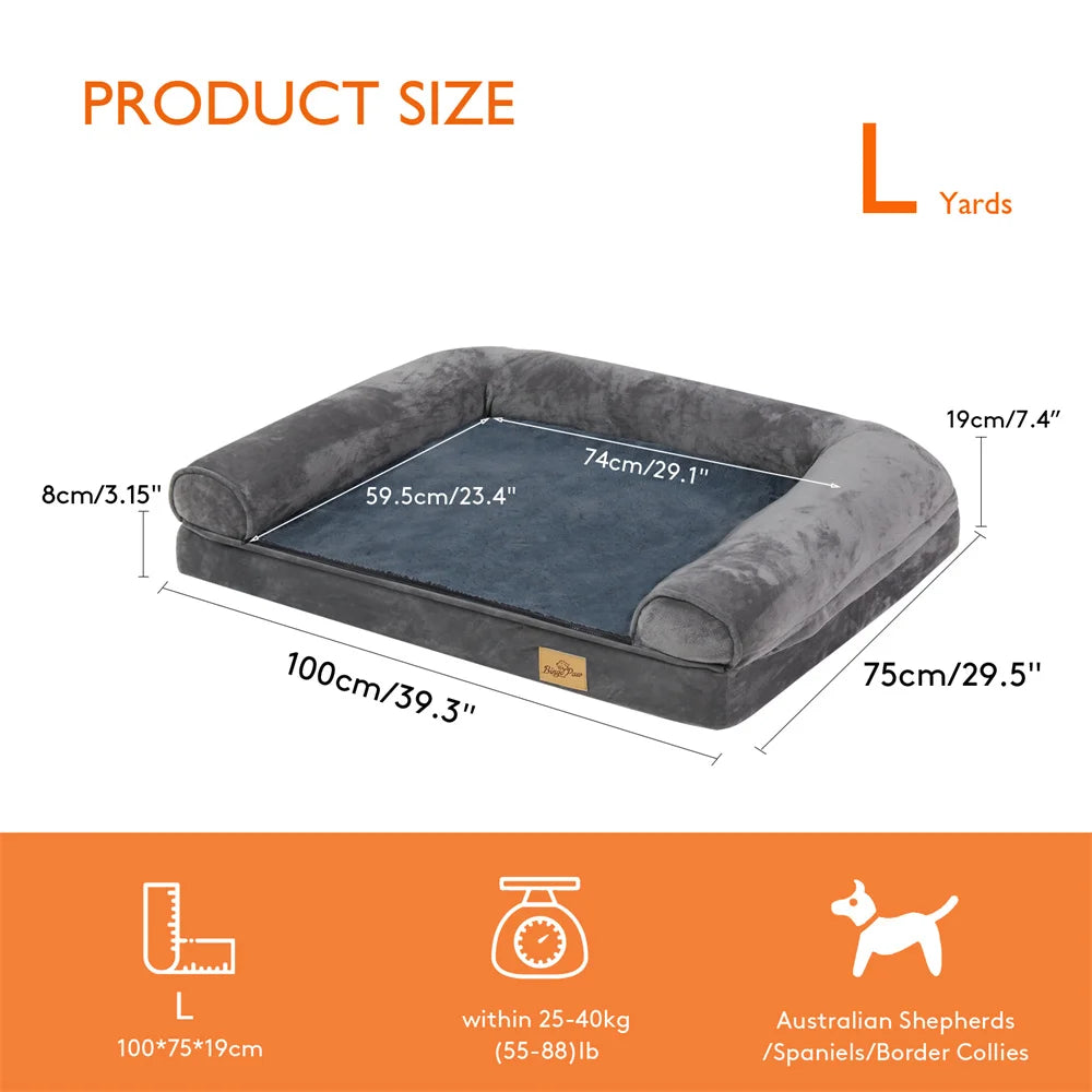 Canapé Orthopédique pour Grand Chien – Mémoire de Forme, Housse Lavable & Étanche