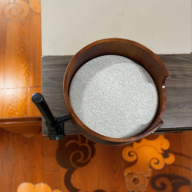 Support de Lit Flottant pour Chat – Nid Rond de Bureau en Bois