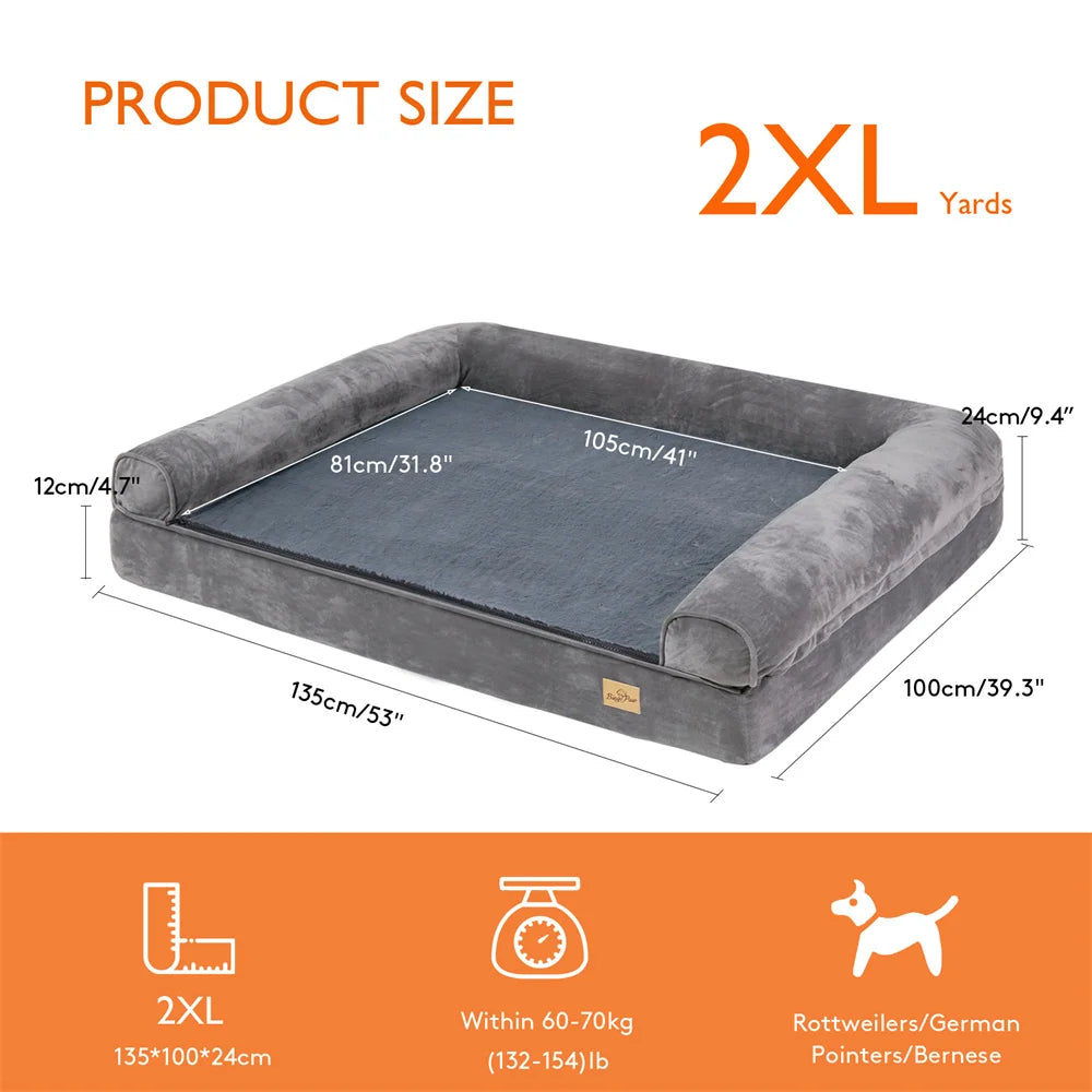 Canapé Orthopédique pour Grand Chien – Mémoire de Forme, Housse Lavable & Étanche