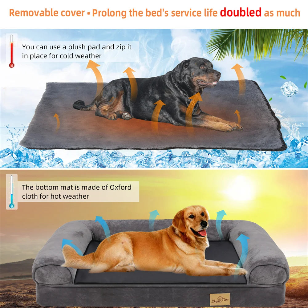 Canapé Orthopédique pour Grand Chien – Mémoire de Forme, Housse Lavable & Étanche