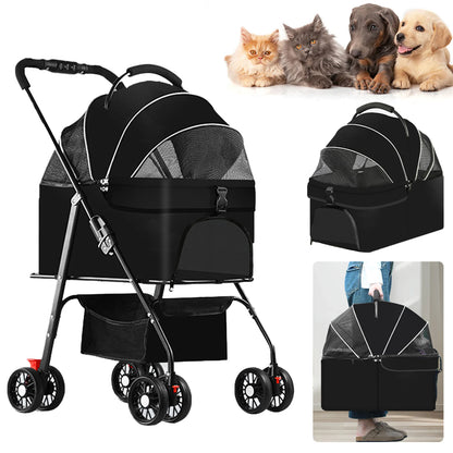 Poussette Pliable pour Petits et Moyens Chiens | Design Léger & Respirant – Idéal pour Voyages et Balades Extérieures