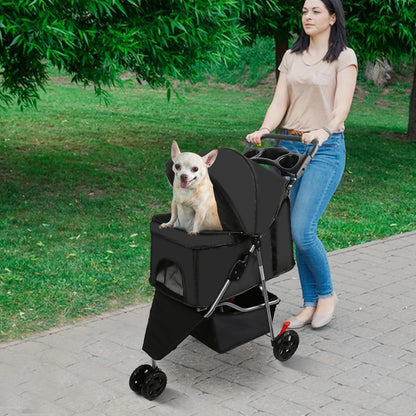 Poussette Pliable pour Petits et Moyens Chiens | Design Léger & Respirant – Idéal pour Voyages et Balades Extérieures