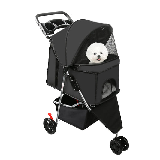 Poussette Pliable pour Petits et Moyens Chiens | Design Léger & Respirant – Idéal pour Voyages et Balades Extérieures