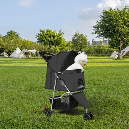 Poussette Pliable pour Petits et Moyens Chiens | Design Léger & Respirant – Idéal pour Voyages et Balades Extérieures