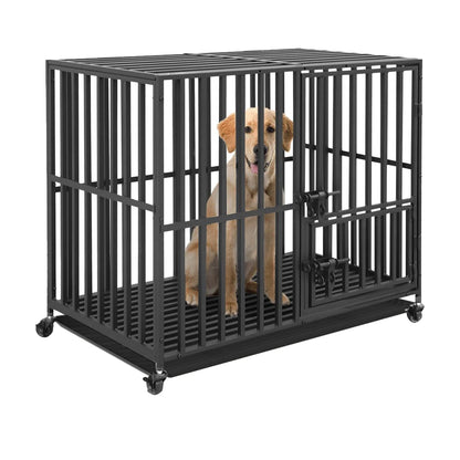 Cage Robuste en Métal pour Chien Bingopaw – Avec 3 Serrures de Sécurité, Roues Pivotantes et Plateau Amovible