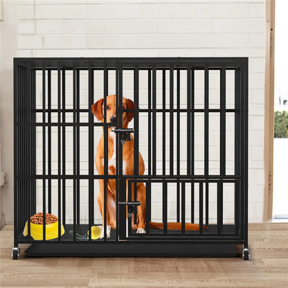 Cage Robuste en Métal pour Chien Bingopaw – Avec 3 Serrures de Sécurité, Roues Pivotantes et Plateau Amovible
