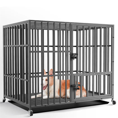 Cage Robuste en Métal pour Chien Bingopaw – Avec 3 Serrures de Sécurité, Roues Pivotantes et Plateau Amovible