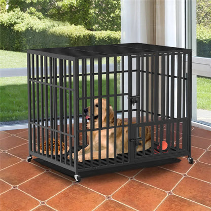 Cage Robuste en Métal pour Chien Bingopaw – Avec 3 Serrures de Sécurité, Roues Pivotantes et Plateau Amovible
