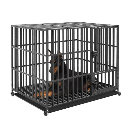 Cage Robuste en Métal pour Chien Bingopaw – Avec 3 Serrures de Sécurité, Roues Pivotantes et Plateau Amovible