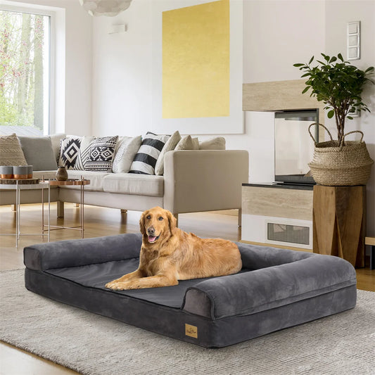 Canapé Orthopédique pour Grand Chien – Mémoire de Forme, Housse Lavable & Étanche