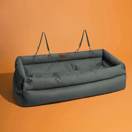 Siège Auto Luxe pour Chien/Chat en Simili Cuir - Lit de Transport Sécurisé et Confortable