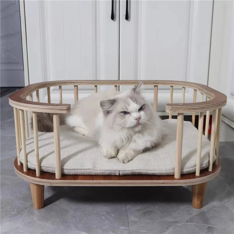 Lit Élevé en Bois pour Chien et Chat – Anti-humidité & Design Moderne