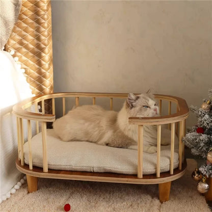 Lit Élevé en Bois pour Chien et Chat – Anti-humidité & Design Moderne