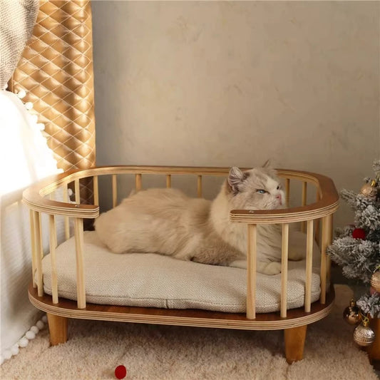 Lit Élevé en Bois pour Chien et Chat – Anti-humidité & Design Moderne