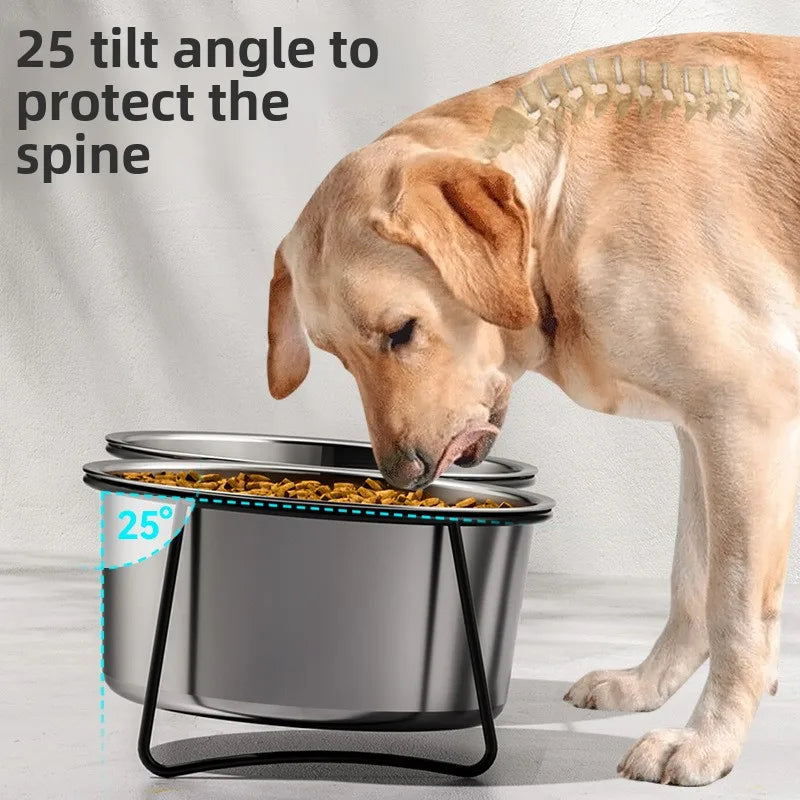 Gamelle Élevée Inox pour Grand Chien – Antiglouton, Solide & Facile à Nettoyer