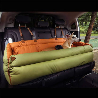 Siège Auto Luxe pour Chien/Chat en Simili Cuir - Lit de Transport Sécurisé et Confortable