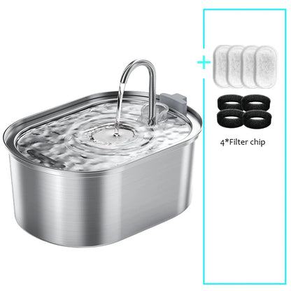 Fontaine à eau intelligente pour chat en inox – 3,2L ultra-silencieuse avec double filtration, recharge USB