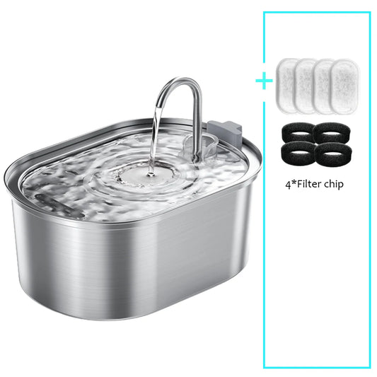 Fontaine à eau intelligente pour chat en inox – 3,2L ultra-silencieuse avec double filtration, recharge USB