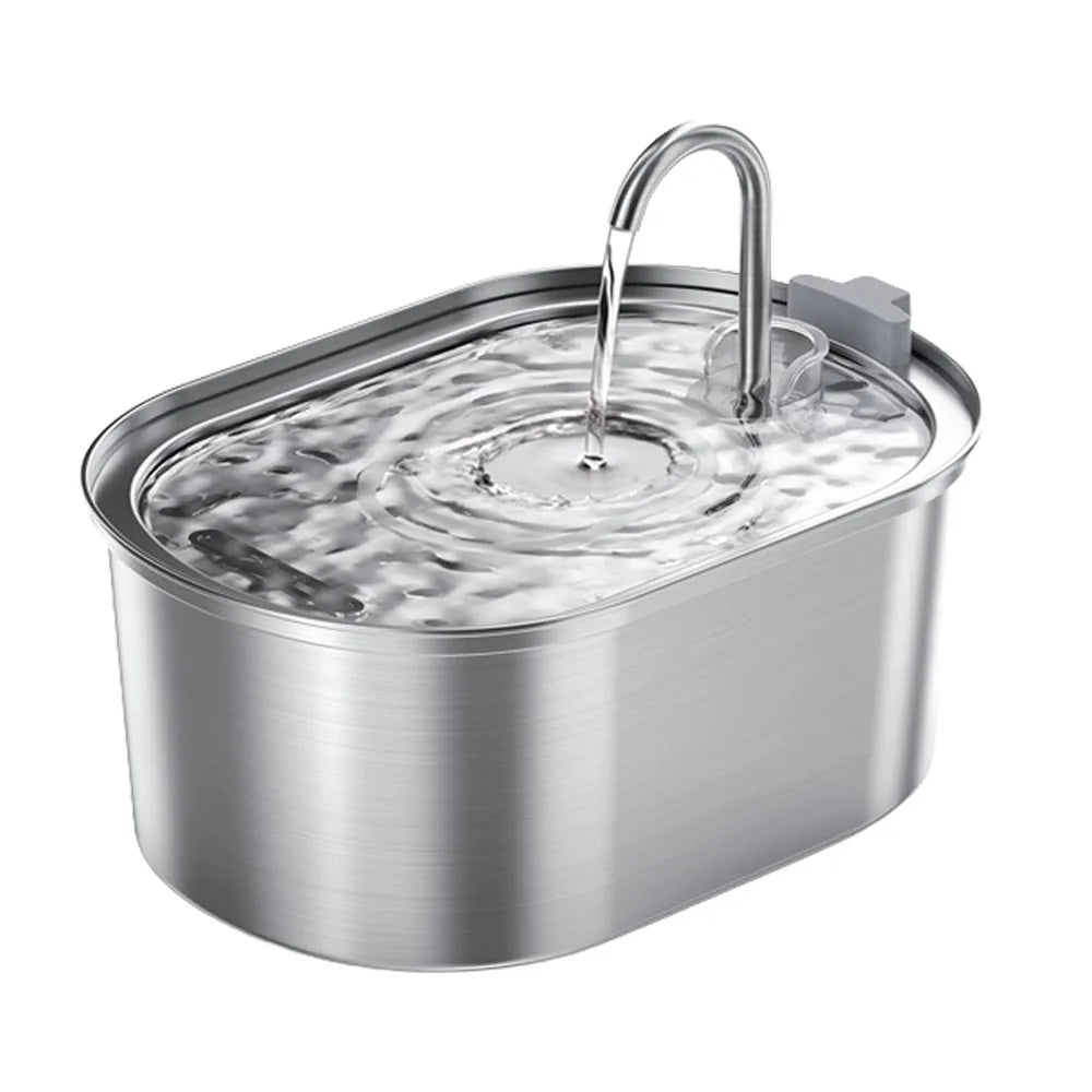 Fontaine à eau intelligente pour chat en inox – 3,2L ultra-silencieuse avec double filtration, recharge USB