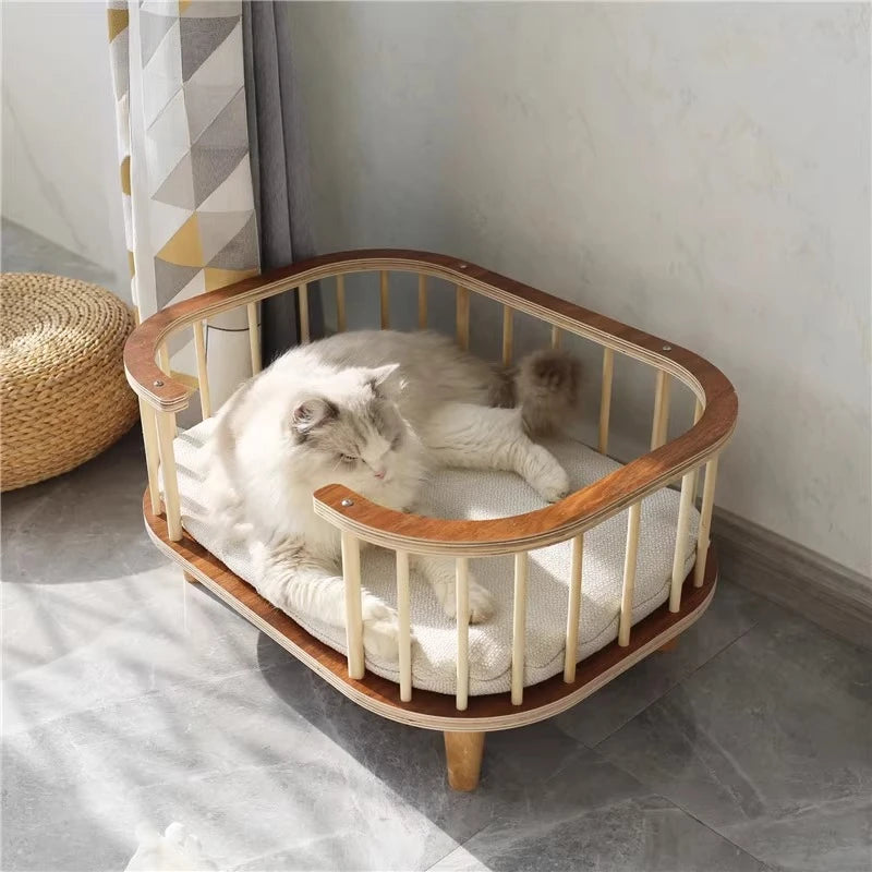 Lit Élevé en Bois pour Chien et Chat – Anti-humidité & Design Moderne