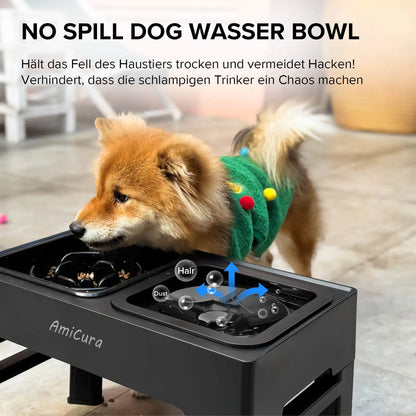 Gamelle Élevée 2-en-1 Amicura – Anti-Gorgement & Réglable en Hauteur pour Chiens et Chats