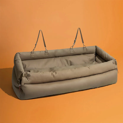 Siège Auto Luxe pour Chien/Chat en Simili Cuir - Lit de Transport Sécurisé et Confortable