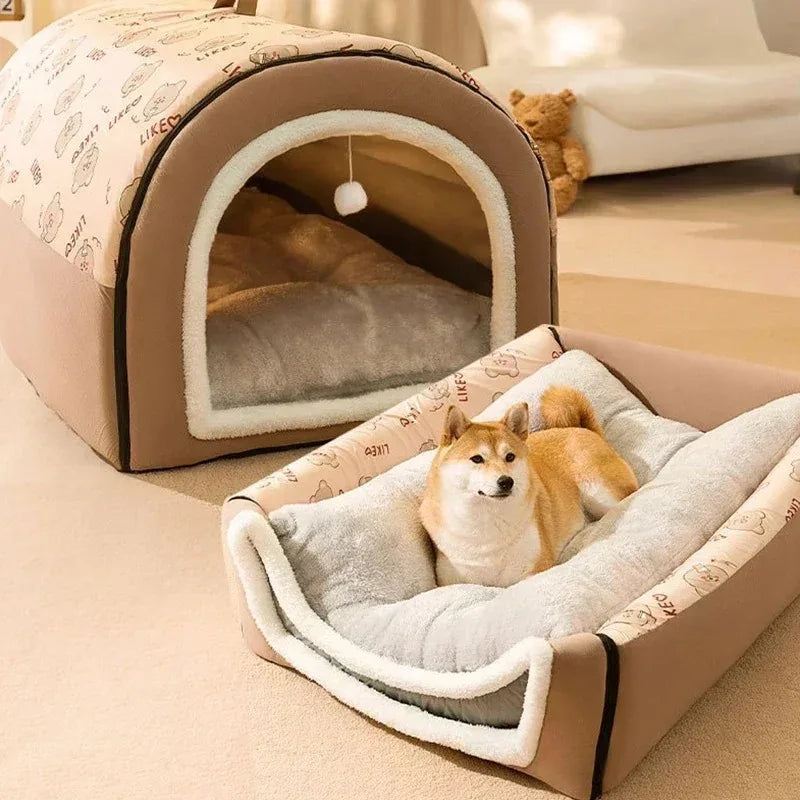 Maison Douillette pour Chiens | Tente de Sommeil Chaude et Lavable pour Chiens Moyens et Grands