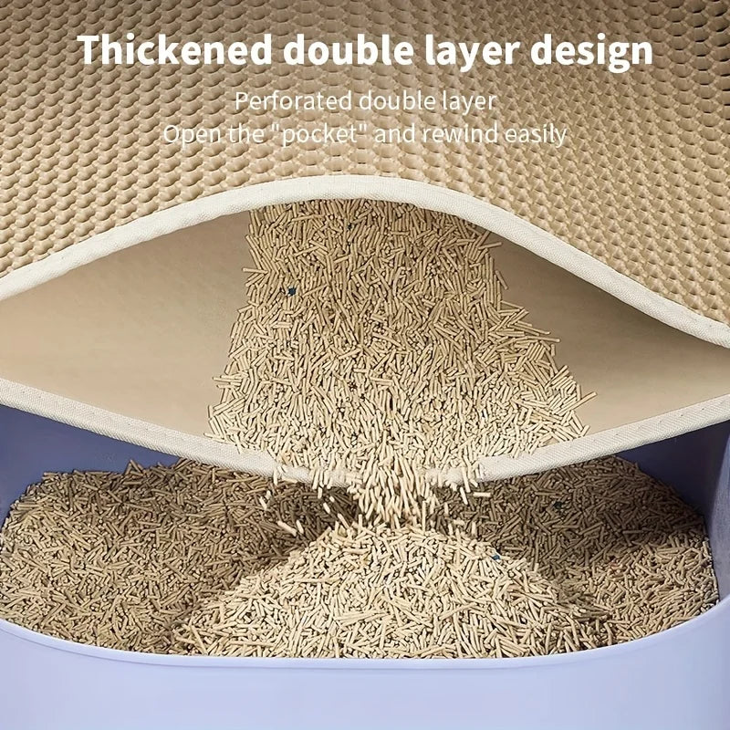 Tapis de Litière Chat Grand Format – Double Couche Nid d’Abeille Imperméable