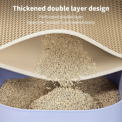 Tapis de Litière Chat Grand Format – Double Couche Nid d’Abeille Imperméable