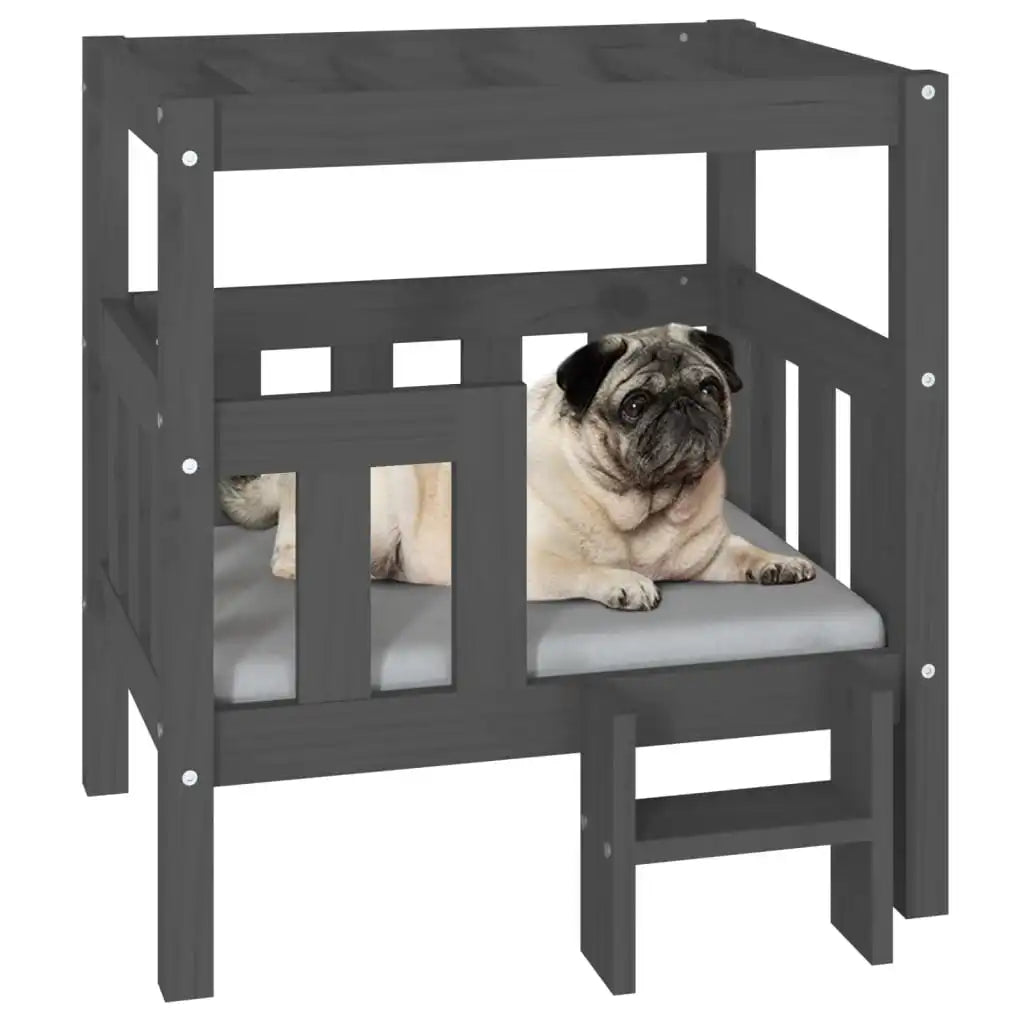 Maison pour Chien en Bois Massif – 2 Étages, Style Minimaliste – 65x43x70cm