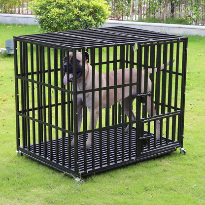 Cage Robuste en Métal pour Chien Bingopaw – Avec 3 Serrures de Sécurité, Roues Pivotantes et Plateau Amovible