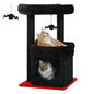 Arbre à Chat Compact 68 cm avec Perchoir, Griffoir et Jouet Suspendu