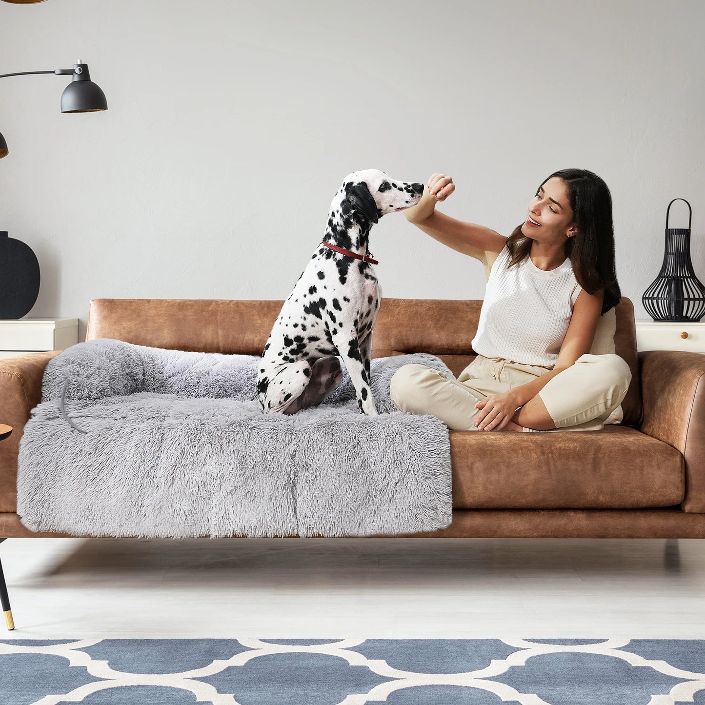 Canapé-Lit Fluffy pour Chien – Matelas d’Hiver Chaud, Lavable, Antidérapant