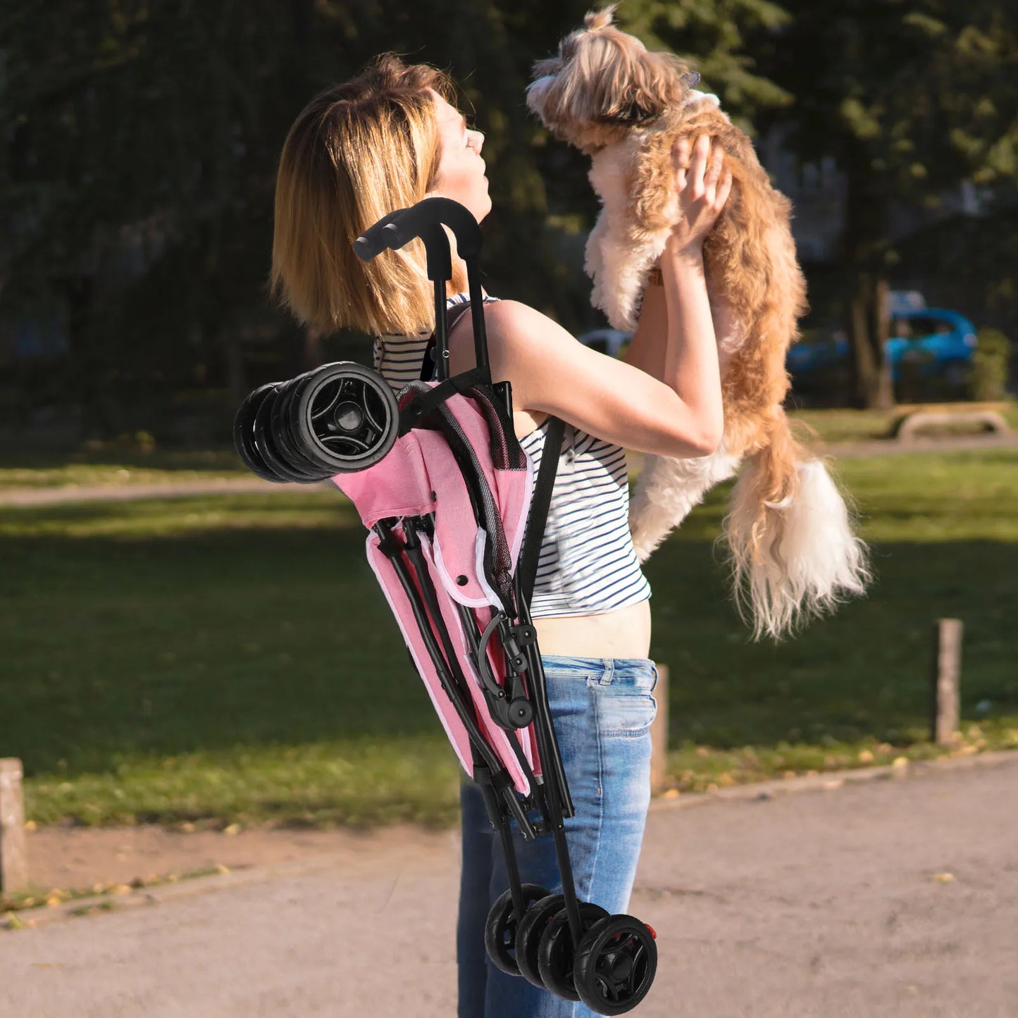 Poussette Légère pour Chien et Chat – Pliable & Respirante