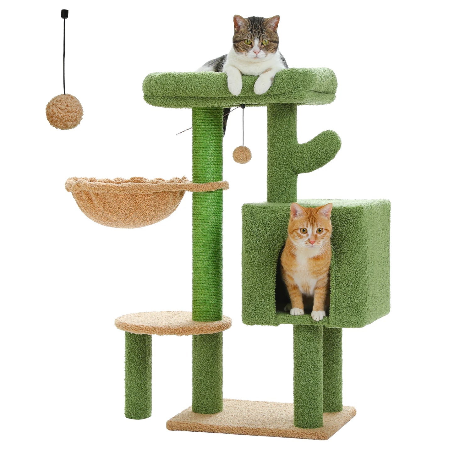 Arbre à Chat Design – Tour Cactus 4 Niveaux avec Hamac et Griffoirs