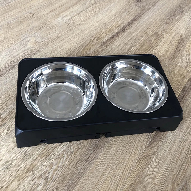 Gamelle Élevée Réglable pour Chien avec Double Bols Inox – Support Ajustable Chiens Petits à Grands