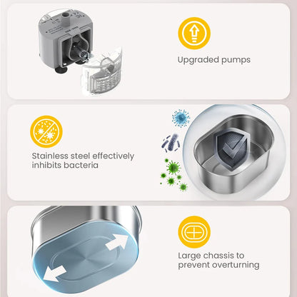 Fontaine à eau intelligente pour chat en inox – 3,2L ultra-silencieuse avec double filtration, recharge USB