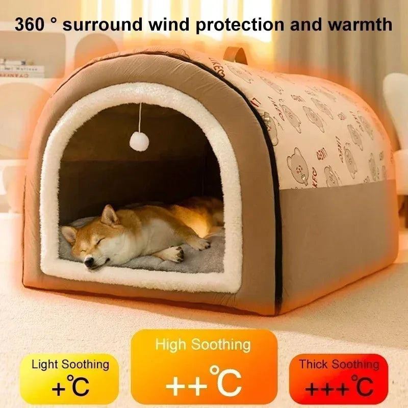 Maison Douillette pour Chiens | Tente de Sommeil Chaude et Lavable pour Chiens Moyens et Grands