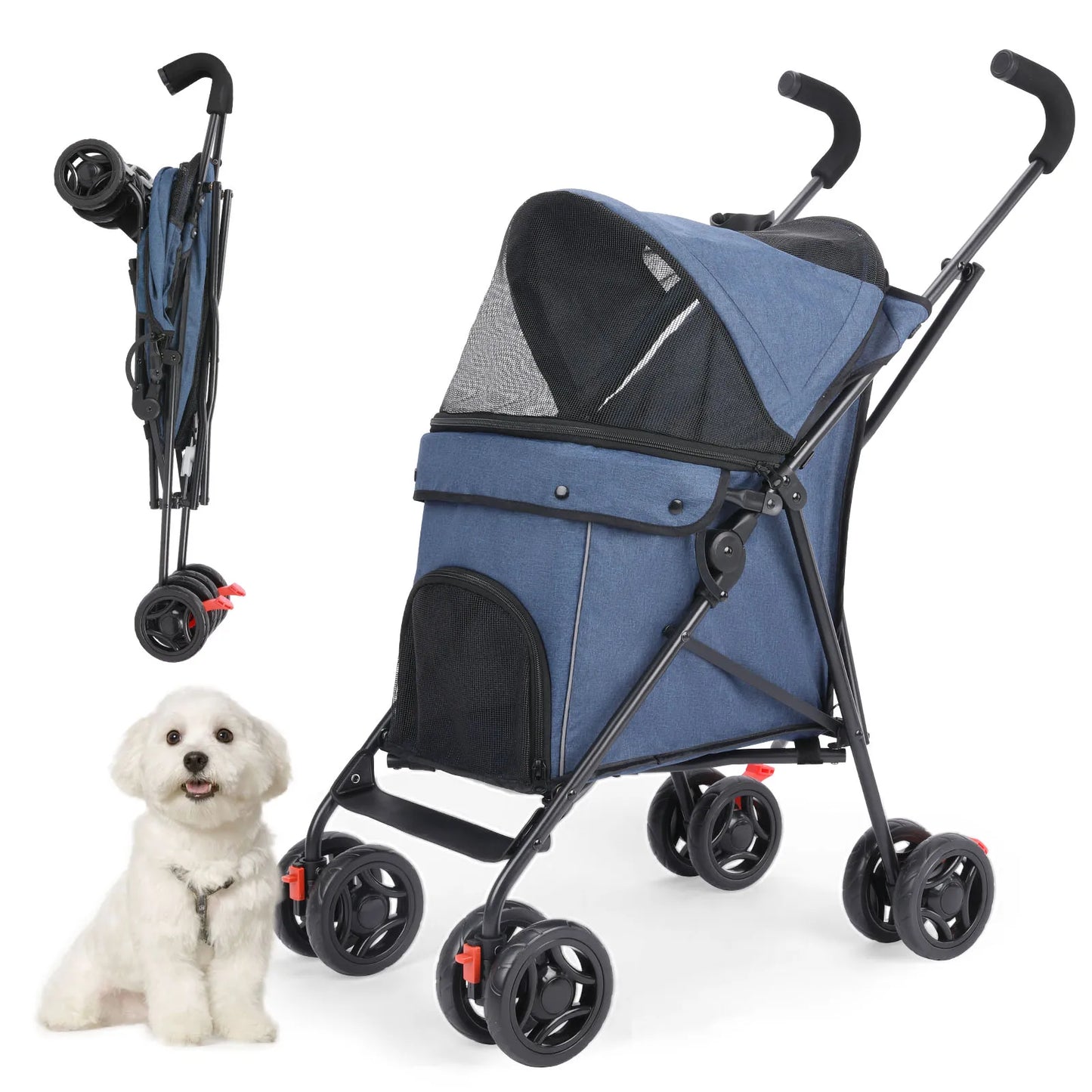 Poussette Légère pour Chien et Chat – Pliable & Respirante