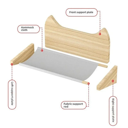 Support mural capsule lit pour chat – bois naturel & ventouses ultra résistantes