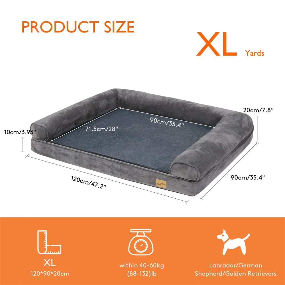 Canapé Orthopédique pour Grand Chien – Mémoire de Forme, Housse Lavable & Étanche