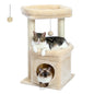 Arbre à Chat Compact 68 cm avec Perchoir, Griffoir et Jouet Suspendu