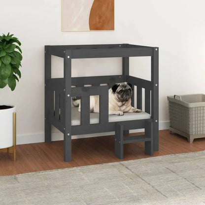 Maison pour Chien en Bois Massif – 2 Étages, Style Minimaliste – 65x43x70cm